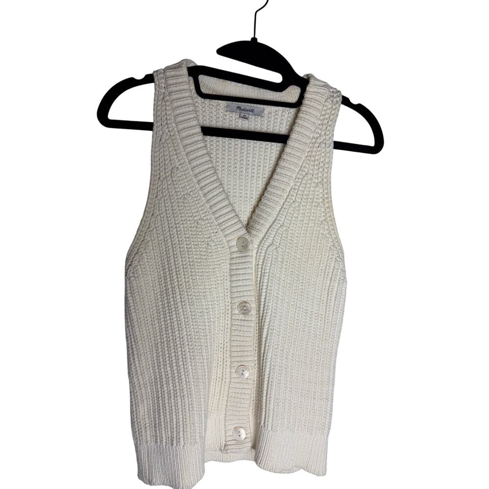 Madewell Cream Chunky Knit Button Front Sweater Vest XS